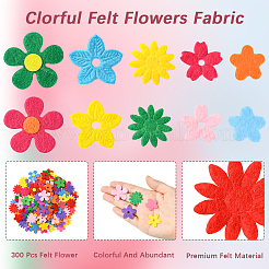 300 Stück 5 Stile Blumen-Vlies-Accessoires&nbsp;DIY-SC0031-15