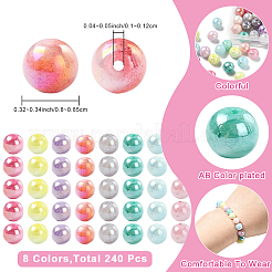 240 pièces 8 couleurs galvanoplastie perles de verre opaques brins&nbsp;EGLA-YW0005-73