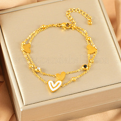 Sets aus zweilagigen Armbändern und Halsketten aus Edelstahl 304&nbsp;FS-WGCE9B1-03