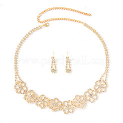 Blumenlegierung Strass Ohrstecker & Choker Halsketten Sets für Damen&nbsp;FS-WG6F9DC-02