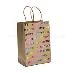 Sacs cadeaux en papier kraft décorés de motifs arc-en-ciel pour un joyeux anniversaire&nbsp;ABAG-K005-01E