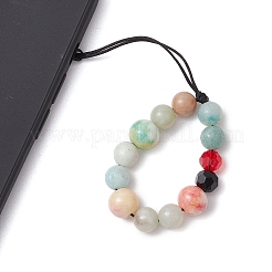 Fleur d'amazonite naturelle avec sangles de téléphone portable en verre&nbsp;HJEW-JM02348