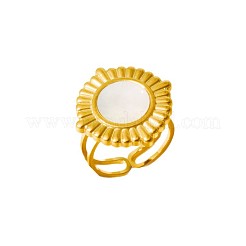 Offene Manschettenringe aus Edelstahl 304 mit natürlichem Muschelmuster für Damen&nbsp;HW8046-3