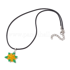 Collares colgantes con copos de nieve de vidrio y teñidos con jade natural de Malasia&nbsp;NJEW-JN05054-02