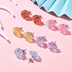 Orecchini rosa in resina&nbsp;EJEW-JE05267