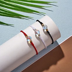 2 stücke 2 farben synthetische mondstein runde perlen schieber armband&nbsp;BJEW-SW00057-02