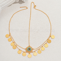 Eleganter Haarschmuck aus Zinklegierung im Vintage-Stil mit Blumenmünzen und Quasten aus Messing für Damen&nbsp;YP6332