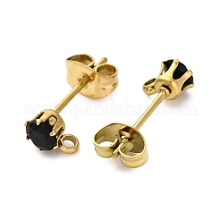 Accesorios para pendientes de acero inoxidable 304 con circonita cúbica y revestimiento iónico (IP)&nbsp;STAS-P373-04A-G02