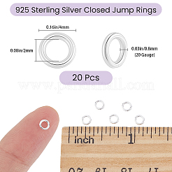 20 pièces 925 anneaux ronds en argent sterling&nbsp;STER-BBC0009-64B-S
