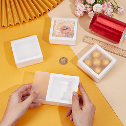 Geschenk-Aufbewahrungsboxen aus Pappschublade mit transparentem Deckel&nbsp;CON-WH0092-72A-01