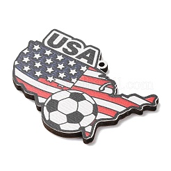 Pendentifs en bois imprimés sur le thème du football américain&nbsp;WOOD-B012-02E