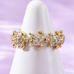 Mikropavé-Manschettenringe aus klarem Zirkonia aus Messing für Damen&nbsp;RJEW-G345-01G