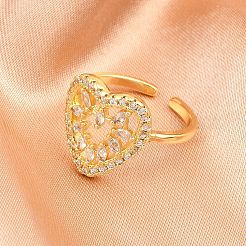 Anelli per polsini da donna in ottone con micro pavé di zirconi cubici&nbsp;RJEW-Z113-43G