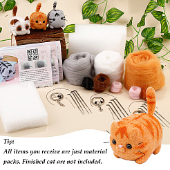 2 Set Nadelfilzset mit Katzenmotiv&nbsp;DIY-SC0030-17A