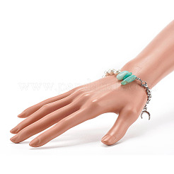 Bracciale con perline in amazonite naturale e perle di conchiglia per donna ragazza&nbsp;X1-BJEW-TA00022