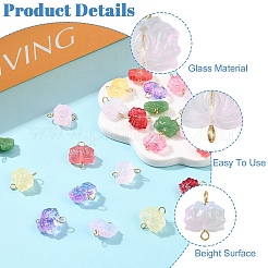 24 Stück 8 Farben Lotusblüte transparentes Glas Verbinder Charms&nbsp;PALLOY-YW00110