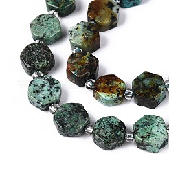 Brins de perles turquoises africaines naturelles (jaspe)&nbsp;G-P534-A26-01