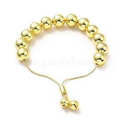 Bracciali con cursore con perline rotonde in ottone placcato a cremagliera per donna&nbsp;BJEW-M232-01G-E