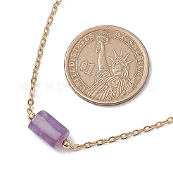 Natürliche Amethyst/Rosenquarz/Tigerauge/Amazonit/Sodalith facettierte Säulenanhänger Halsketten&nbsp;NJEW-JN05133-02