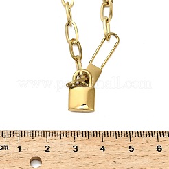 Collar de cadena con clip y colgante de candado de acero inoxidable 304 para mujeres y hombres.&nbsp;NJEW-Q028-07G