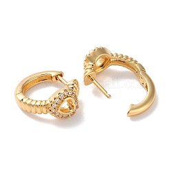 Orecchini a cerchio da donna con micro pavè di zirconi cubici in ottone a cuore cavo&nbsp;EJEW-B056-06G