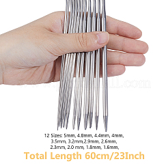 12 Stile Stricknadeln aus Edelstahldraht&nbsp;DIY-AR0004-93A
