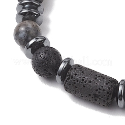 2 Stück Stretch-Armband aus natürlichem Lavagestein&nbsp;BJEW-JB13196