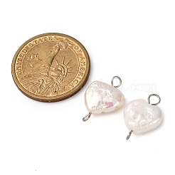 Natürliche barocke Keshi-Perlen-Herz-Anschluss-Charms&nbsp;PALLOY-JF04206-01