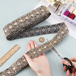 Ruban de bordure en polyester brodé ethnique à paillettes&nbsp;OCOR-WH0070-136C