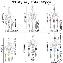 32 pièces 11 styles de style tibétain en alliage gros pendentifs&nbsp;HJEW-NB0001-23