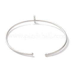 Braccialetti aperti con lettera in micro pavé di ottone placcato a cremagliera con zirconi trasparenti&nbsp;BJEW-A018-01P-I