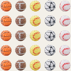 40 pièce de 5 styles de perles en résine acrylique opaque sur le thème du sport&nbsp;MACR-PA0001-05