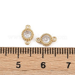 Ciondoli con maglie piatte rotonde in acciaio inossidabile 304 con pavé di zirconi cubici trasparenti&nbsp;STAS-F322-12G