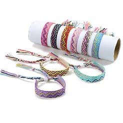 Geflochtenes Baumwollkordelarmband mit Wellenmuster&nbsp;FIND-PW0013-002