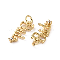 Porte micro ouvrent pendentifs zircone cubique en laiton de placage&nbsp;KK-C008-12G