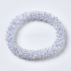 Bracelets extensibles en perles de verre transparentes à facettes&nbsp;BJEW-S144-002C-06
