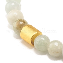 Bracciale elasticizzato in giadeite naturale con perline tonde e ematite sintetica a colonna&nbsp;BJEW-JB07573-01