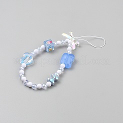 Chaînes de dragonne de téléphone en corde de nylon acrylique&nbsp;HJEW-WH0130-12C