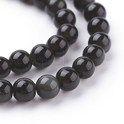 Natürlichen Obsidian runden Perlen Stränge&nbsp;G-G735-19-4mm