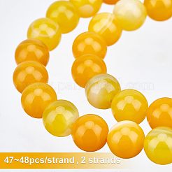 2 Strang natürlicher gestreifter Achat/gebänderter Achatperlenstrang&nbsp;G-OC0002-33