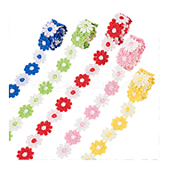 7.5 Yards 5 Farben Polyester Blumen Spitzenbesatzband&nbsp;OCOR-PH0005-67