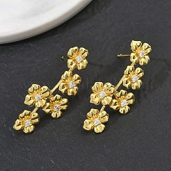 Boucles d'oreilles en laiton avec micro pavé de zircons cubiques pour femmes&nbsp;EJEW-A167-24G