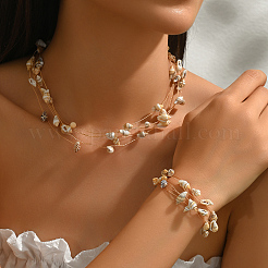 Mehrreihiges Armband- und Halsketten-Set im Bohème-Stil mit Muscheln für Damen&nbsp;MF0861