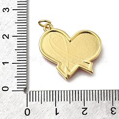 Pendentifs en laiton et émail avec ruban rose de sensibilisation au cancer du sein d'octobre&nbsp;KK-G525-10G-05