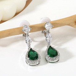 Pendientes colgantes de latón con circonitas cúbicas engastadas&nbsp;FS-WG3BB1E-01
