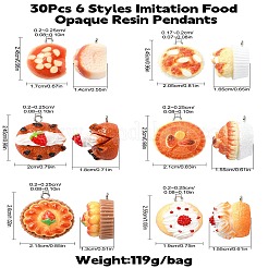 30 pièces 6 styles pendentifs en résine opaque imitation alimentaire&nbsp;FIND-CJ0002-47