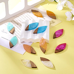 12pcs 6 colores resina transparente y colgantes grandes de madera de nogal&nbsp;RESI-TA0003-42