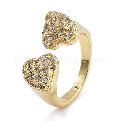 Bagues de manchette en laiton plaqué or micro pavé de zircones cubiques transparentes pour femmes&nbsp;RJEW-M028-38G