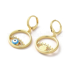 Böse Augen Ohrringe aus echtem 18 Karat vergoldetem Messing mit Klapphebel&nbsp;EJEW-Q797-09G-02