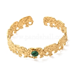 Brazaletes huecos abiertos de acero inoxidable 304&nbsp;BJEW-K230-02H-G
